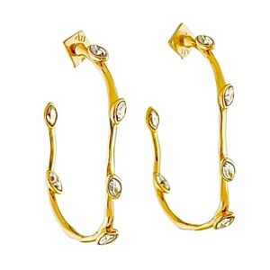 Alexis Bittar Navette Crystal Hoop Earrings